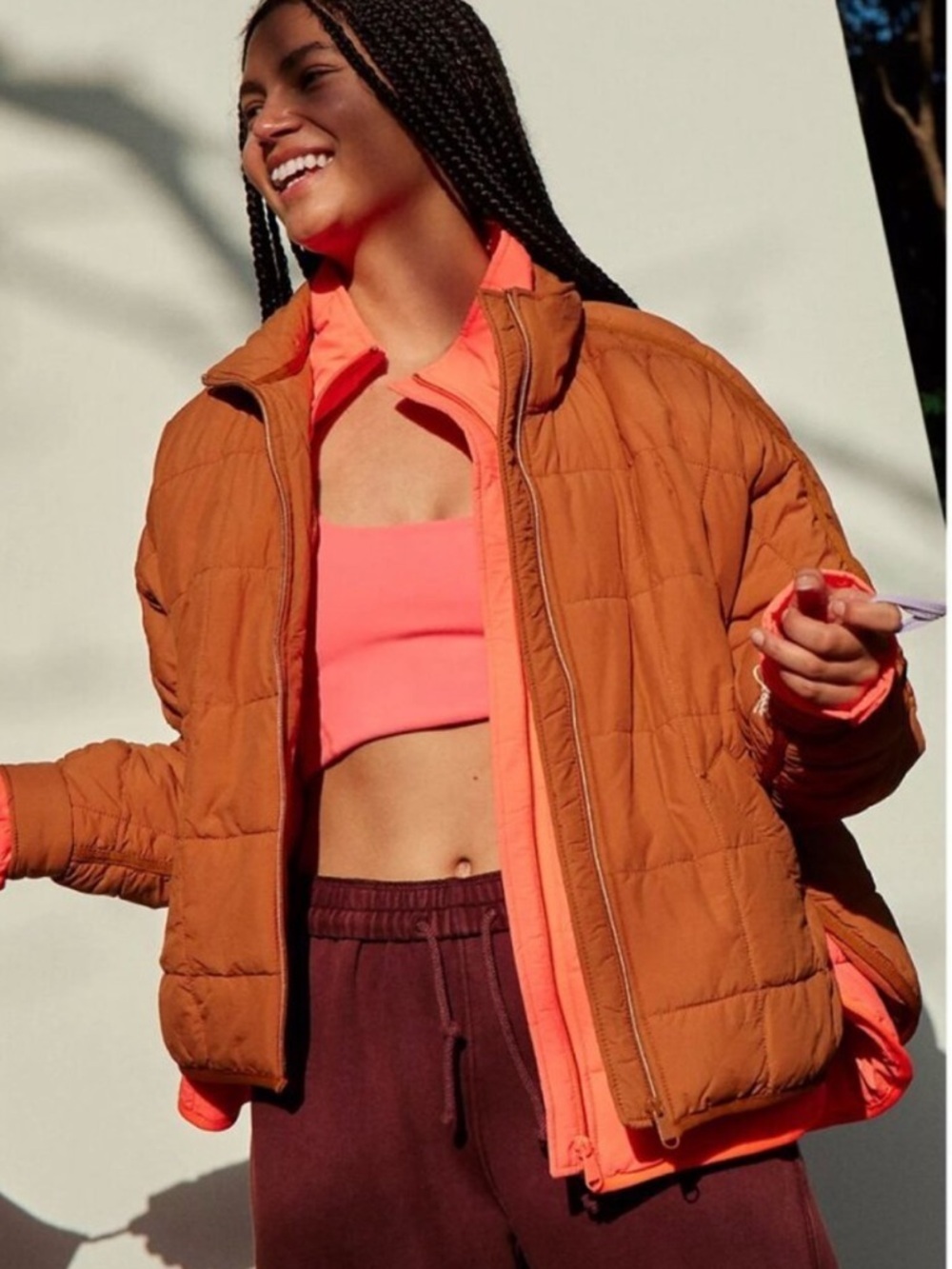 NWT Free People Pippa Packable Puffer Jacket FP Movement Toasted Coconut Brown